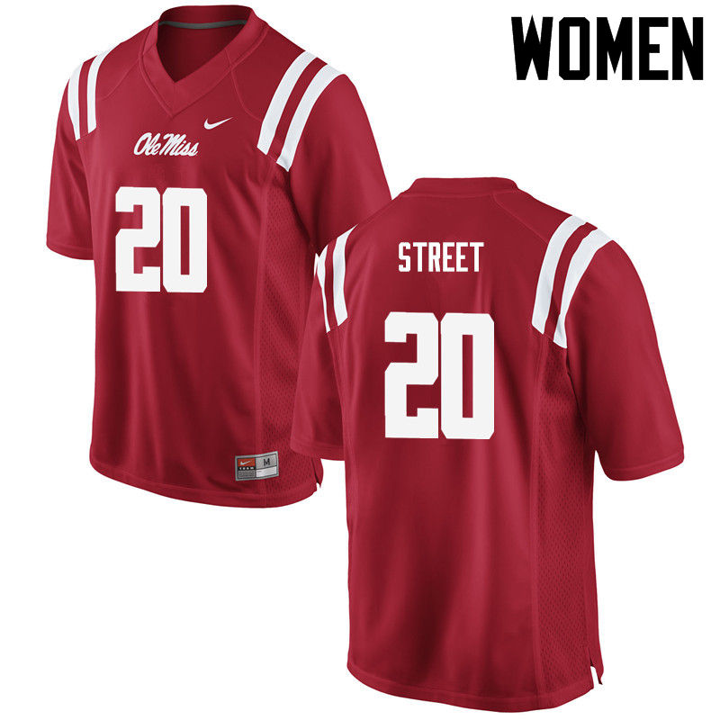Jarrion Street Ole Miss Rebels NCAA Women's Red #20 Stitched Limited College Football Jersey WXK7758DQ